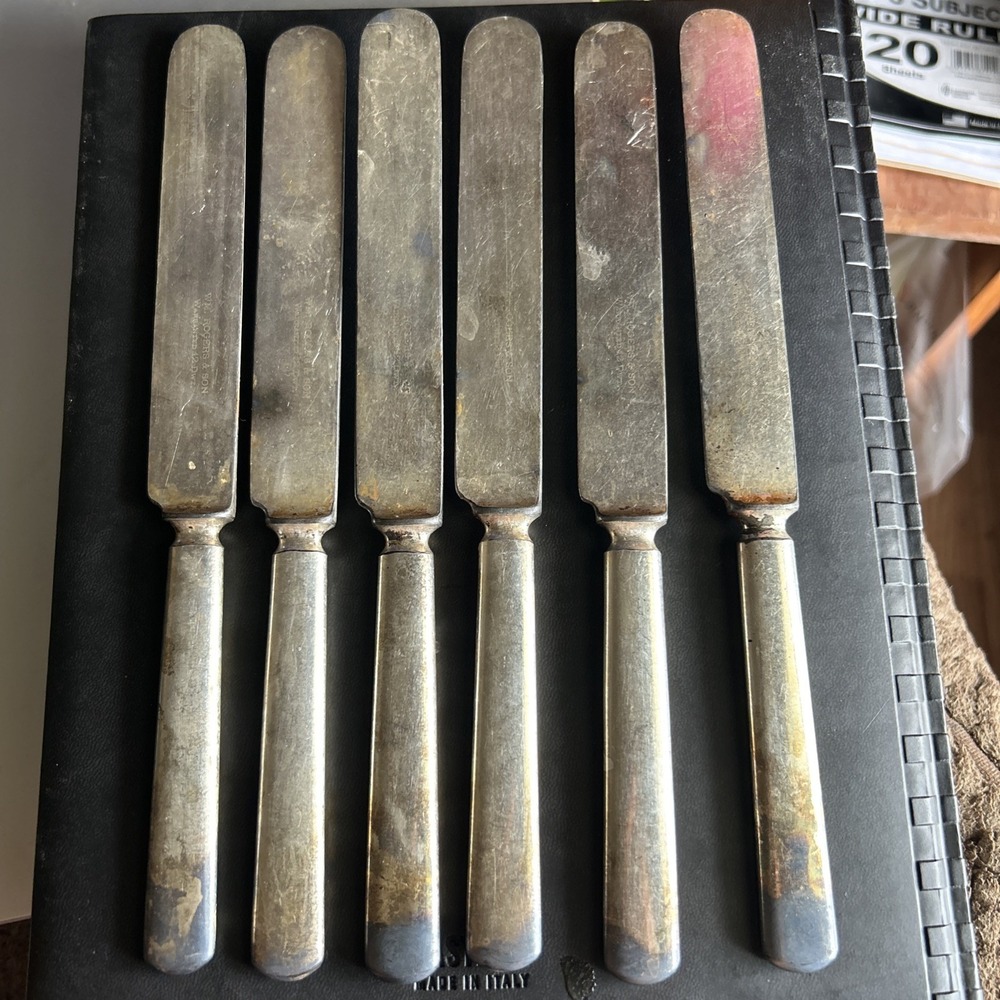 6 1847 Rogers Bros Warranted 12DWT Knives‎ Silver Plate